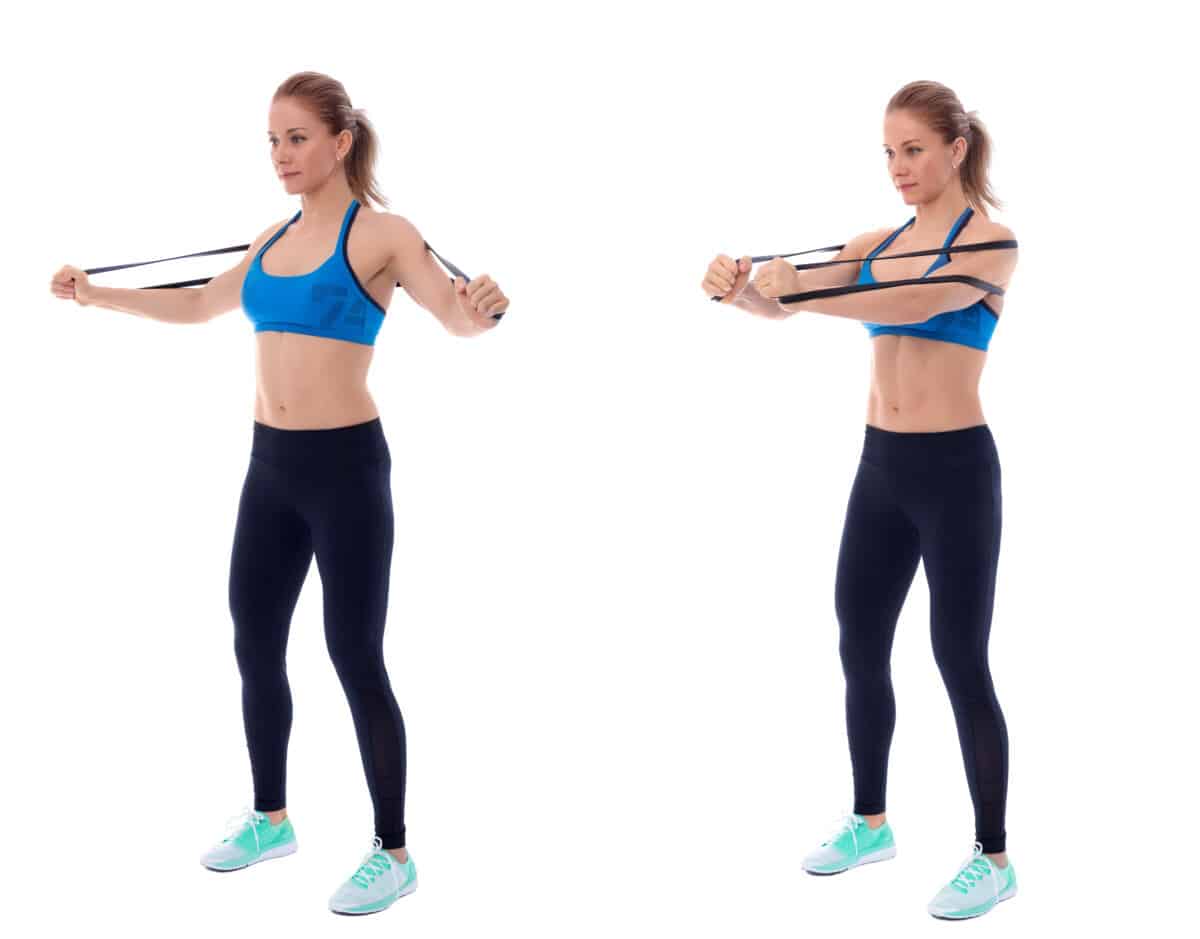 band flyes exercise for underarm fat