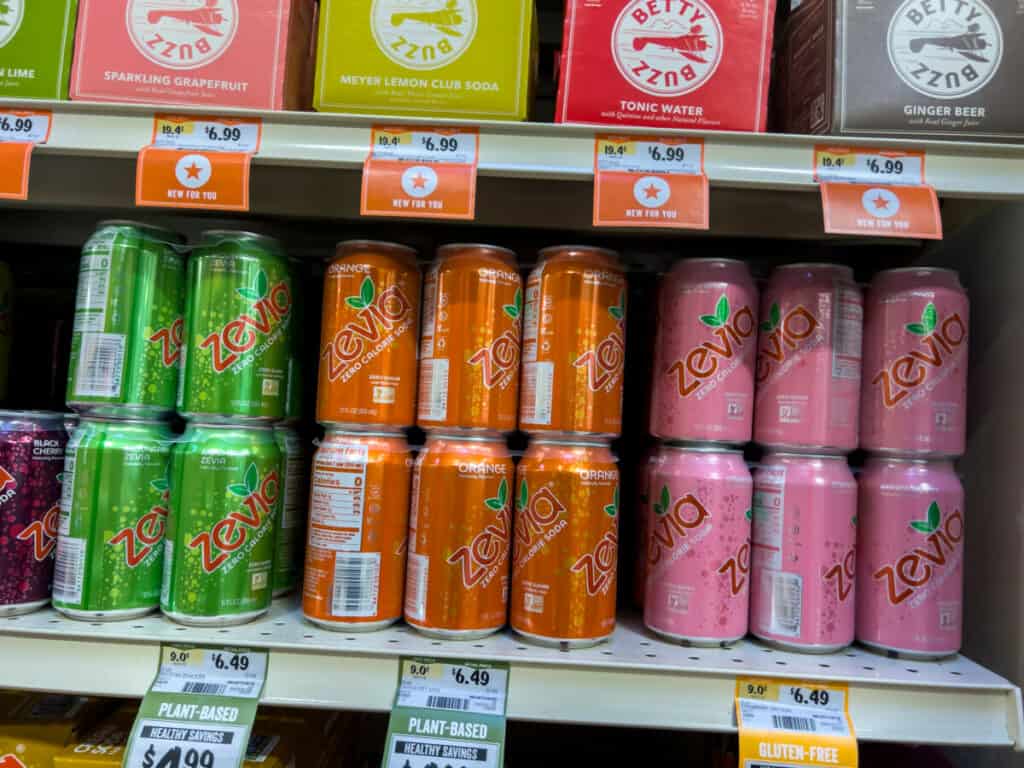 zevia soda cans at grocery store 1 zevia soda cans at grocery store