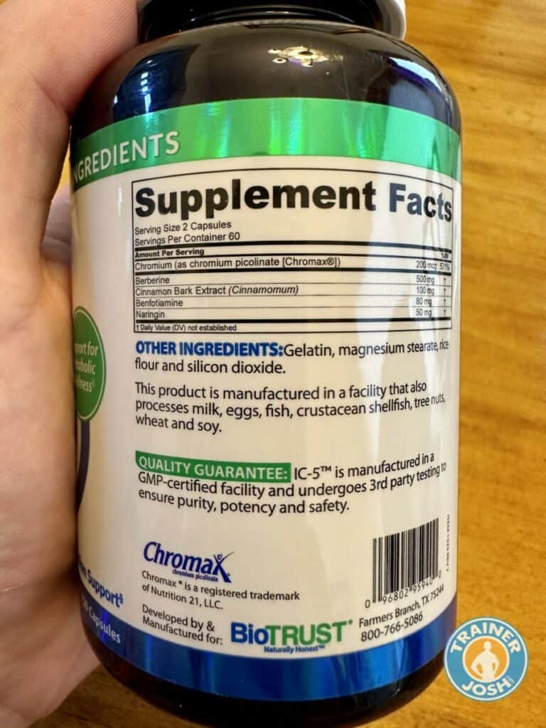 biotrust ic 5 ingredients label