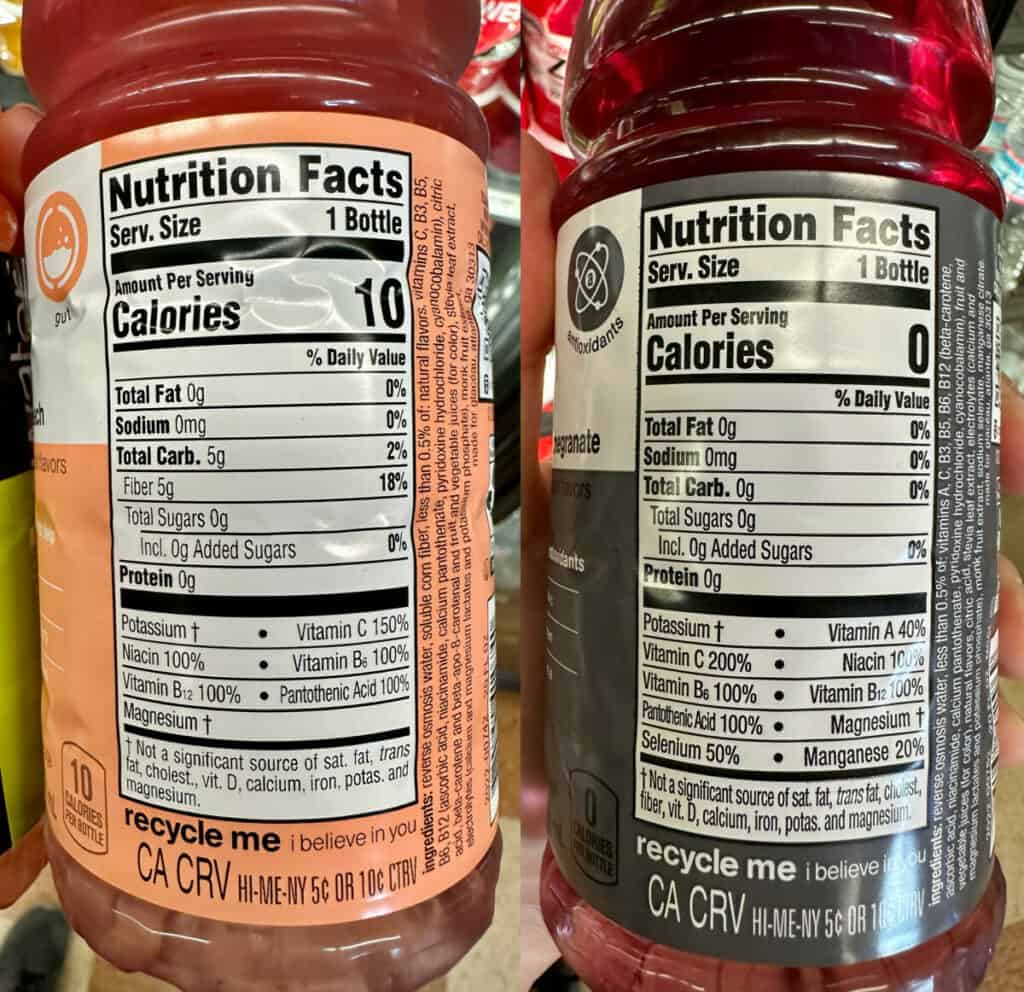 vitamin water zero sugar calories ingredients