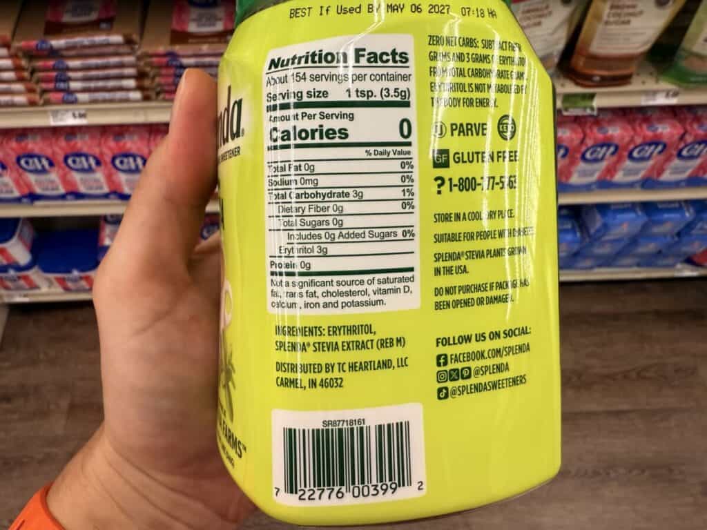 splenda stevia nutrition facts label splenda stevia nutrition facts label
