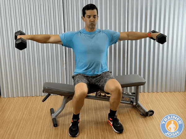 dumbbell side raises with bench dumbbell side raise with bench exercise demonstration
