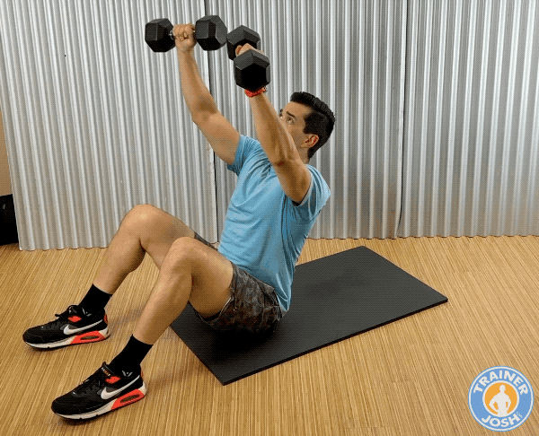 dumbbell situp press dumbbell sit-up press exercise demonstration