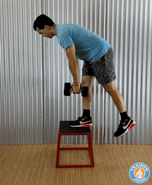 dumbbell step ups glutes dumbbell step up with glute emphasis exercise demonstration