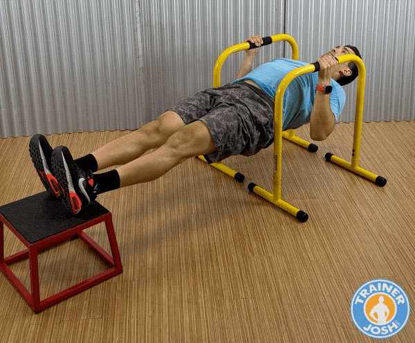 inverted rows with feet elevated exercise demonstration