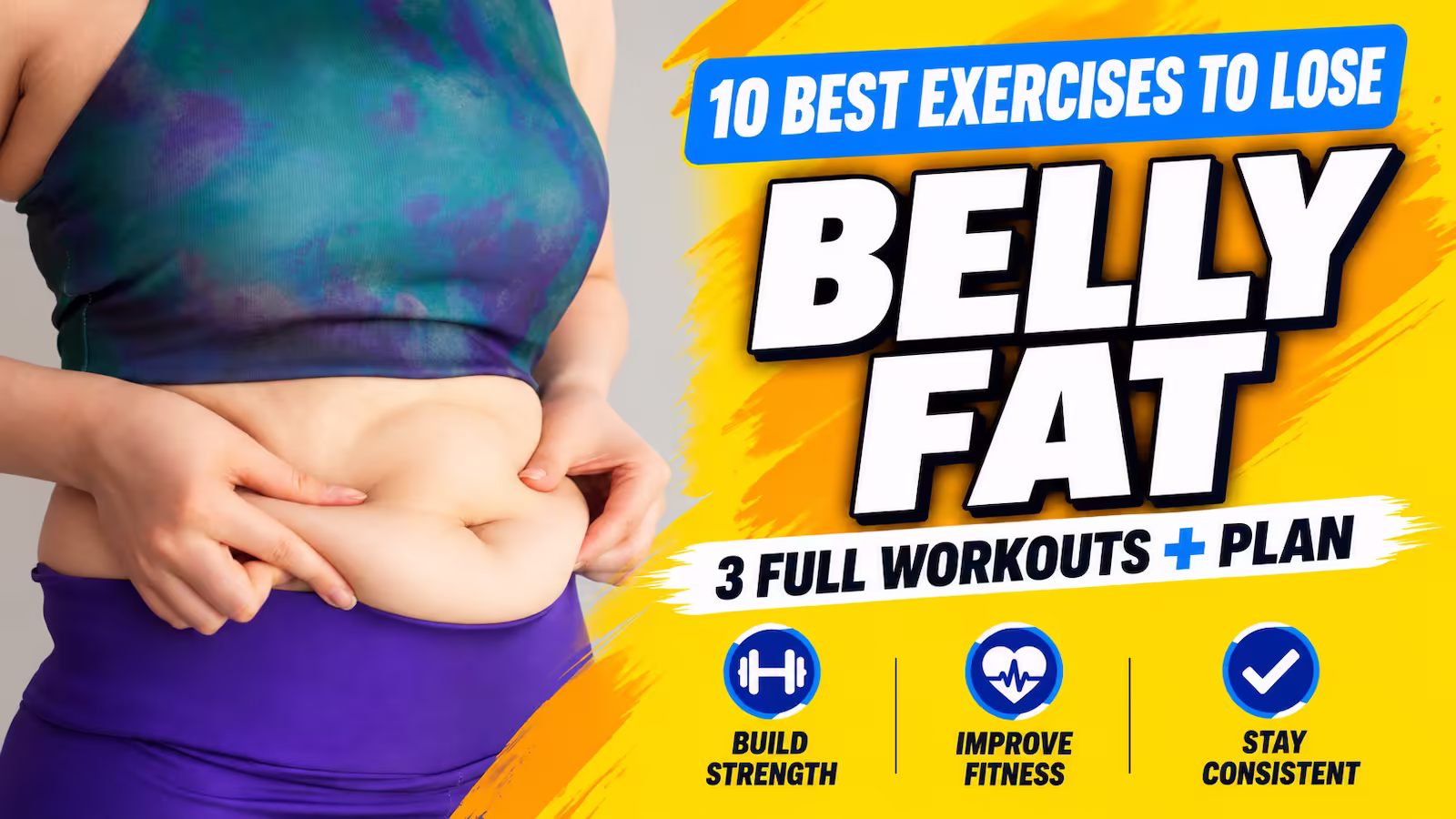 woman holding onto and pinching belly fat in frustration