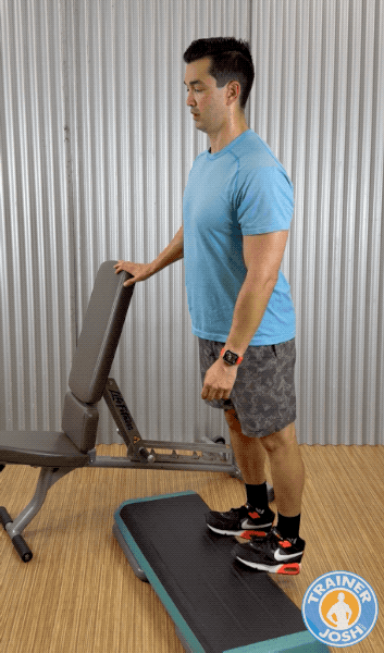 Elevated Calf Raises Straight Leg bodyweight Elevated Calf Raises (Straight Leg) exercise demonstration