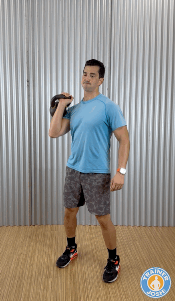 kettlebell 1-arm overhead exercise demonstration press