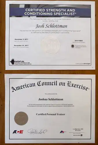 trainer josh certifications