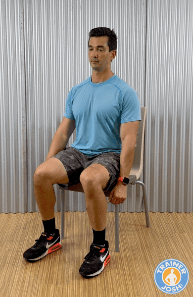 seated shoulder blade squeezes chair exercise demonstration for seniors