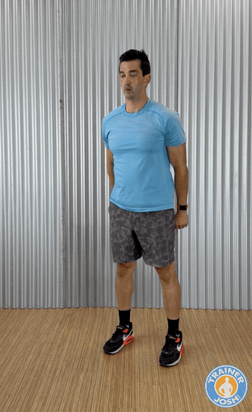 bodyweight squats Trainer Josh demonstrating Bodyweight Squats warm-up exercise